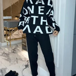 Women's Letter Print Hoodie & Trouser Set