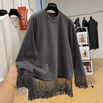 Women's Lace Panel Relaxed Sweatshirt