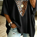 Women's Leopard Print V Neck Top