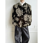 Heavy Embroidered Velvet Vintage Floral Boxy  Outerwear Jacket