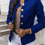 Women's Fitted Gold Button Blazer