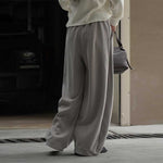 Casual Curved Elastic Waist Loose Wide-leg Pants