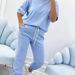 Women’s Cotton Linen Relaxed Top and Ankle Trousers Set