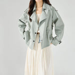 Women's Short Drawstring Cotton Trench Coat