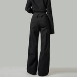 Embroidered High-waisted Striped Ribbon Trousers