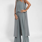 Four-Piece Set Sleeveless T-Shirt Vest, Open-Front Cardigan, Long-Sleeve Jacket, and Wide-Leg Pants