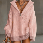 24-Hour-Shipping Pink Comfort Knitted Sweater Dress