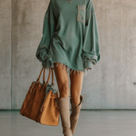 24-Hour-Shipping Green Denim Oversized Pocket Frayed Hem Mini Dress