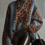 Leopard Print Turtleneck Sweater