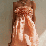Blush Pink 3D Floral Cotton Mini Dress