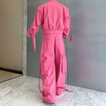 Washed Multi-pocket Workwear Denim Suit