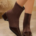 Women's Pointed Toe Chunky Heel Ankle Boots