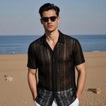 KZZ Men's Semi-Sheer Short-Sleeve Shirt