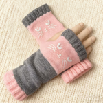 Women's Cat Knitted Fingerless Gloves