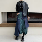 High-waist Denim Contrast Skirt