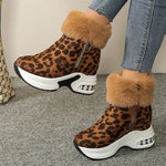 Women's Plush Platform Zip Ankle Boots