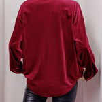 Classic Velvet Collared Button-down Long-sleeved Shirt