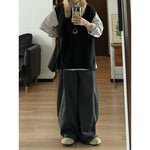 Japanese Loose-fitting Textured Wide-leg Pants