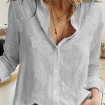 Casual Solid Button Shirt Collar Blouse