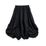 Dark Pleated Loose High Waist Puffy Skirt