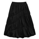 Women's Japanese Deconstructed Ruched Zip Up Top Tiered Maxi Skirt Two-piece Set