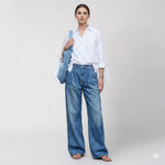 Comfortable Wide-Cut Women's Jeans with Elastic Waistband