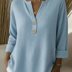Lucia | Textured Button-Down Henley Shirt