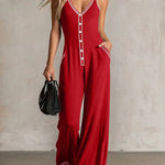Women's Contrast Strap Wide Leg Jumpsuit
