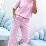 Women’s Cotton Linen Relaxed Top and Ankle Trousers Set