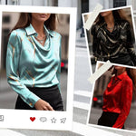 Women's Elegant Long Sleeve Satin Blouse