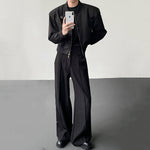 Double Belt Metal Drape Punk Straight Trousers