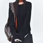 Women's Color-blocked Patchwork Faux Two-piece Pointed Hem Thin Sweater