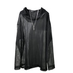 Loose-Fit Mesh Cutout Hoodie