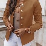 Women's Fitted Gold Button Blazer