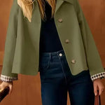 Women's Checked-Lining Short Trench Jacket