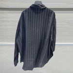 Striped Textured Loose Long-sleeved Shirt