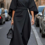 Elegant Solid Color Waist Dress