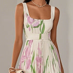 Fiora | Robe plissée d'été à imprimé fleuri romantique