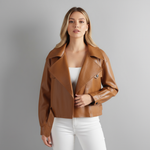 Canella Cropped Leather Trench Jacket