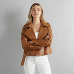 Canella Cropped Leather Trench Jacket