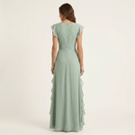 Nellyana | Robe Maxi à Encolure V Croisée et Manches Volantes