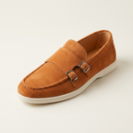 Como Suede Double-Buckle Loafers