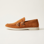 Como Suede Double-Buckle Loafers
