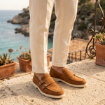 Como Suede Double-Buckle Loafers