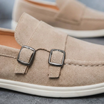 Como Suede Double-Buckle Loafers