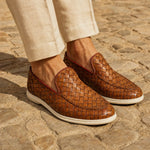 Sorrento | Mocassino Intrecciato in Pelle — Cuoio