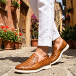 Sorrento | Mocassino Intrecciato in Pelle — Cuoio