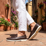 Sorrento | Mocassino Intrecciato in Pelle — Marrone