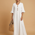 Valeria | Cotton midi dress with V-neck and ruffles