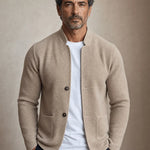 Men's Textured Knit Mandarin Collar Blazer